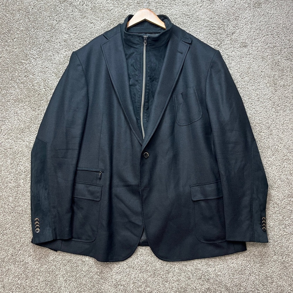 Robert Graham Jetset Blazer‎ Mens 54R Black Zip-Out Bib Hybrid Sport Coat EUC